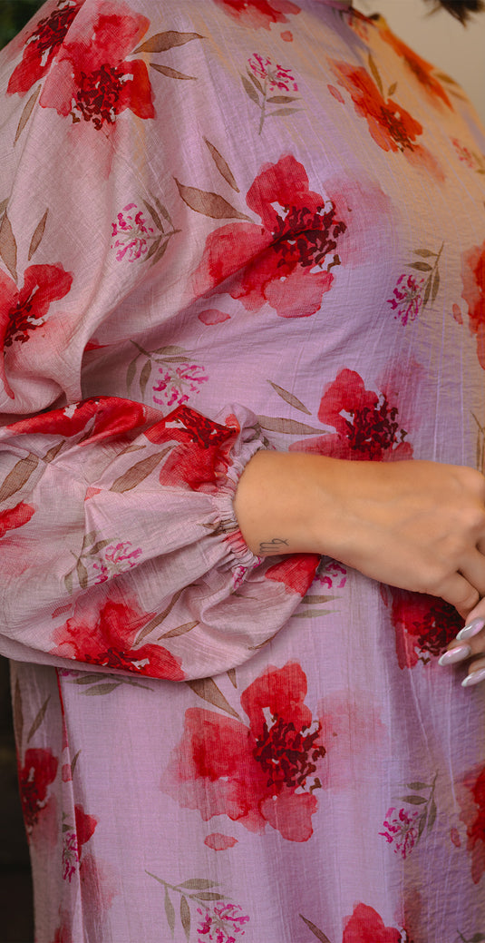 Printed Dolman Sleeve Short Dress