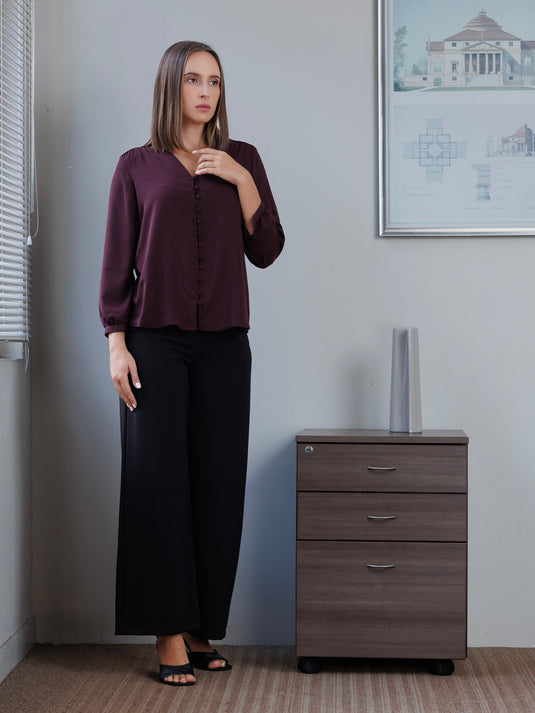 Long sleeve V neck blouse