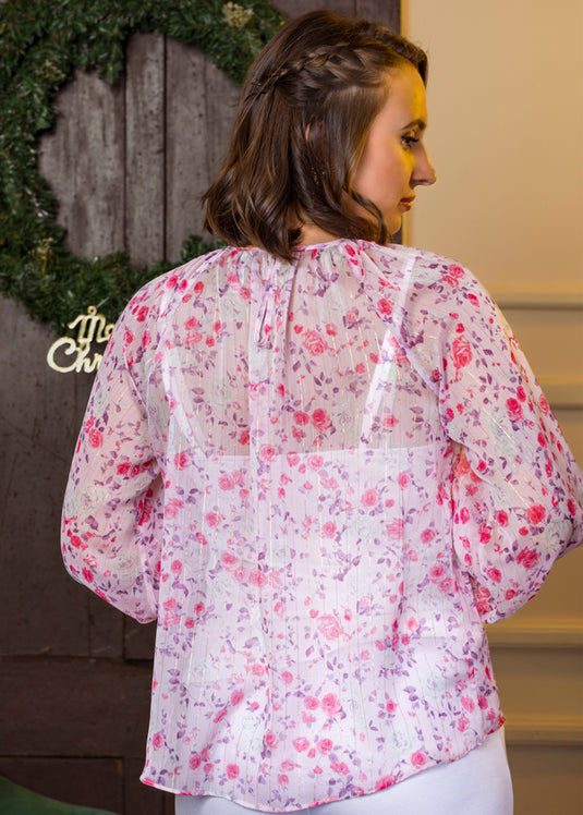 Printed Voluminous Raglan Sleeve Blouse