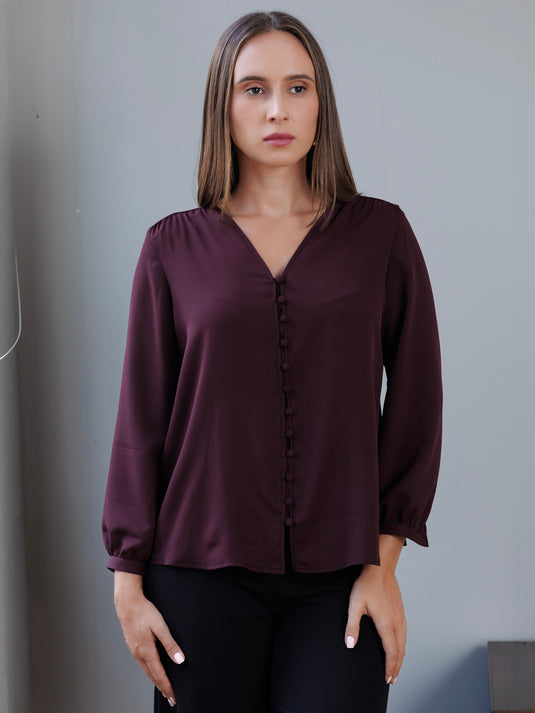 Long sleeve V neck blouse