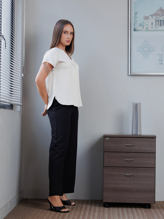 V neck blouse front pleat