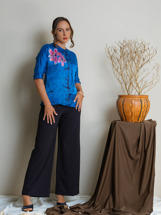 Dolman sleeve batik floral top