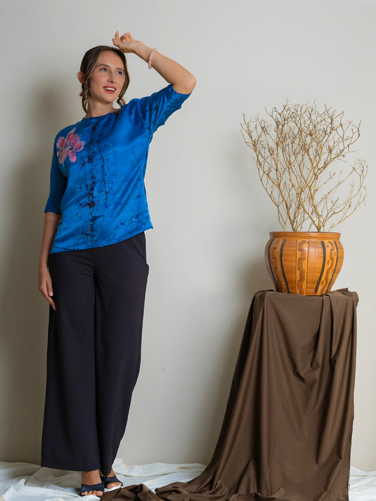 Dolman sleeve batik floral top