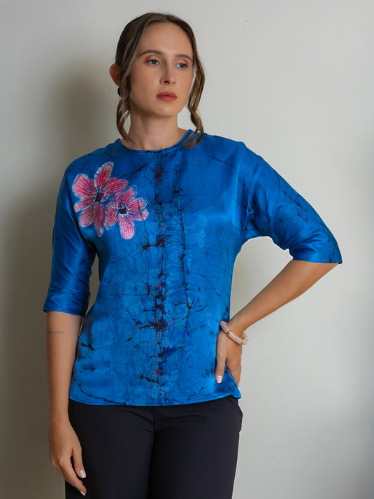 Dolman sleeve batik floral top