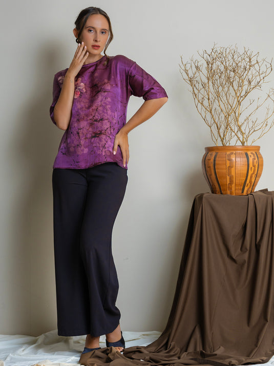 Dolman sleeve batik floral top