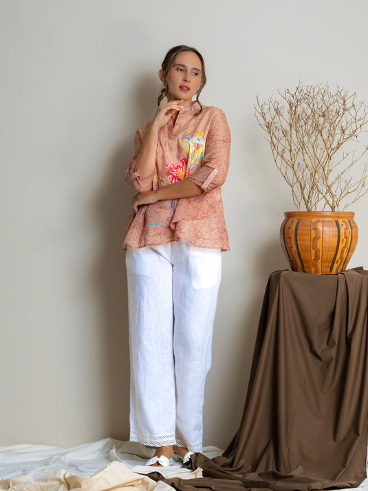 Batik sik paint floral top