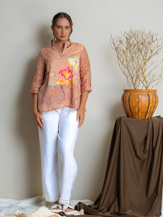 Batik sik paint floral top