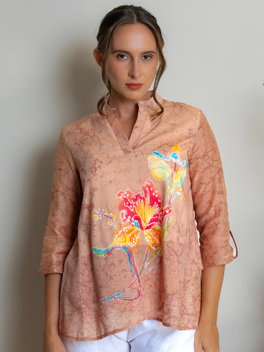 Batik sik paint floral top