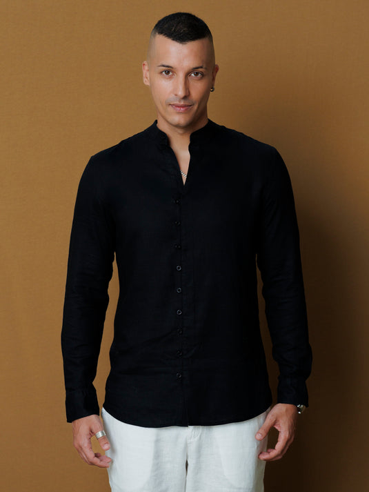 Mao collar button up shirt