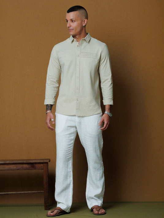 Regular front pleated L/S shirt