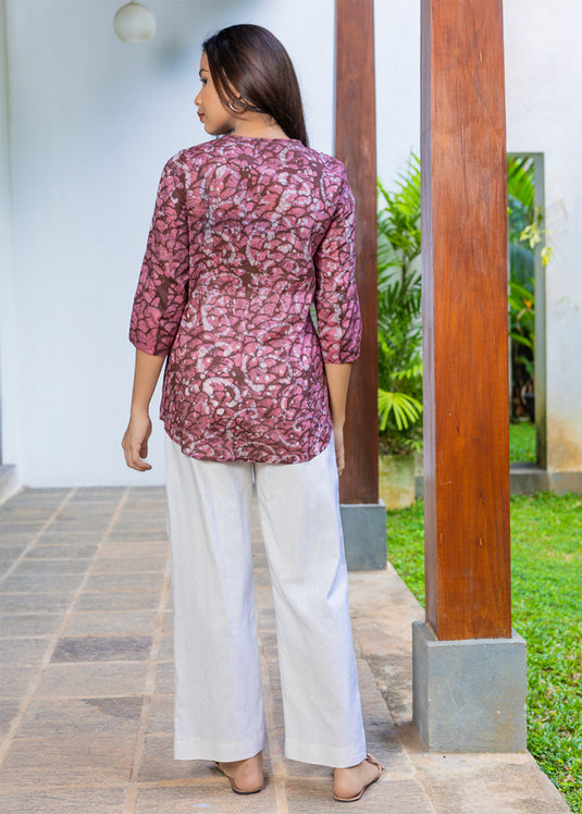 Batik Round Neck Basic Top