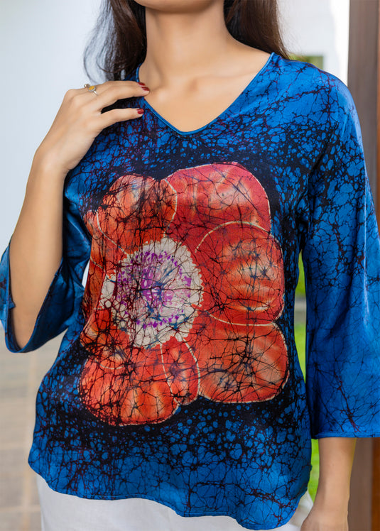 Batik Floral Silk Top