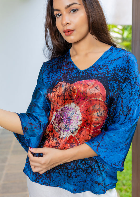 Batik Floral Silk Top