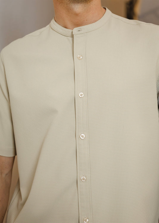 Waffle Manderine Collar S/S Shirt