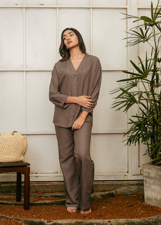 V neck button down blouse