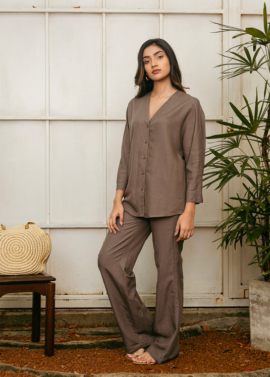 V neck button down blouse