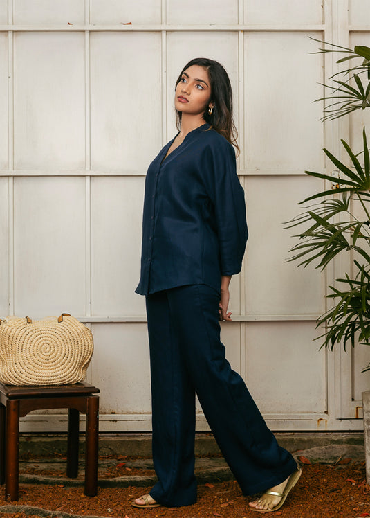 V neck button down blouse