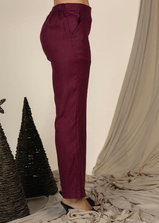 Basic Linen Pant With Elasticated Back