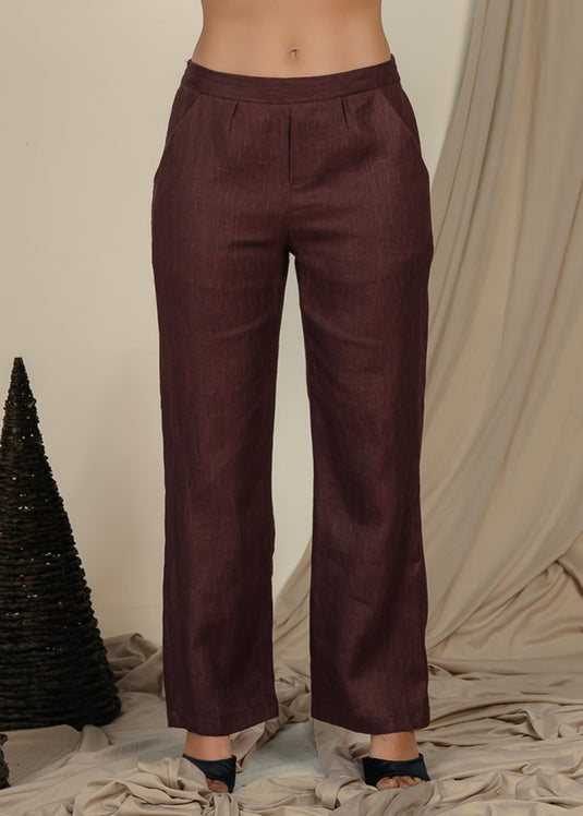 Basic Linen Pant With Elasticated Back