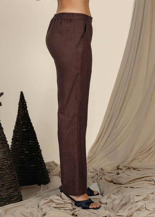 Basic Linen Pant With Elasticated Back