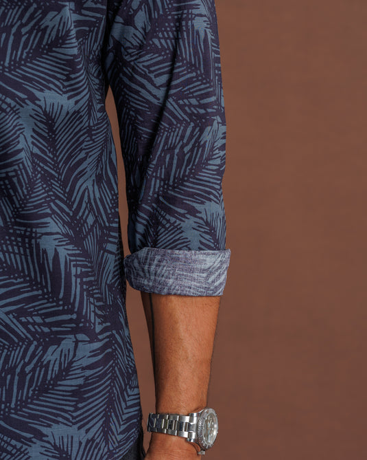 Printed Manderin collar L/S Shirt