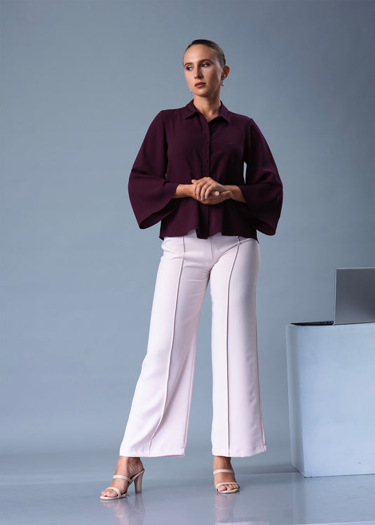 Bell sleeve button down blouse