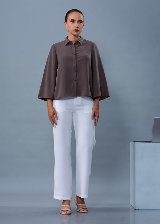 Bell sleeve button down blouse