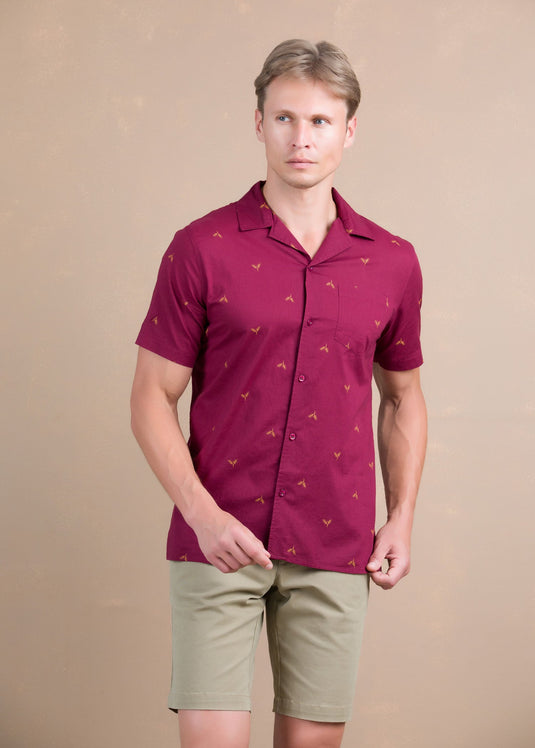 Casual Wear Printed Cuban Collar Shirt