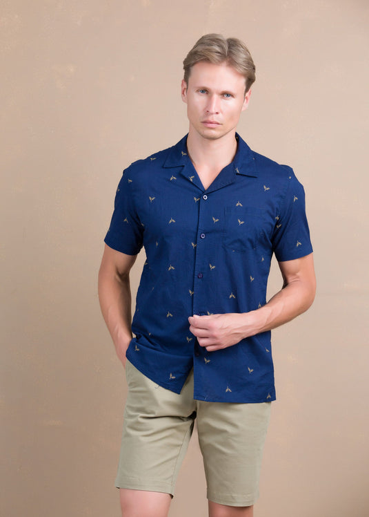 Casual Wear Printed Cuban Collar Shirt