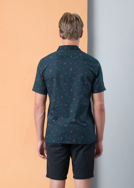 Casual Wear Printed Cuban Collar Shirt