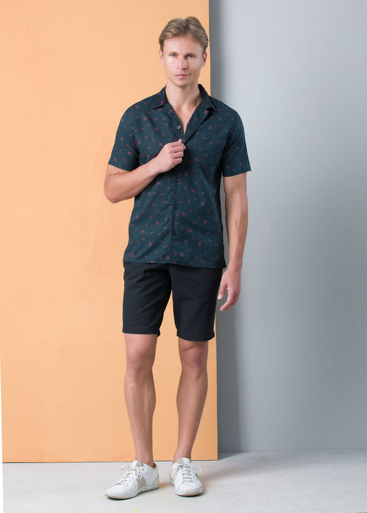 Casual Wear Printed Cuban Collar Shirt