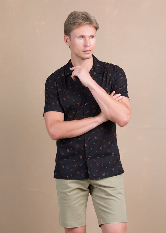 Casual Wear Printed Cuban Collar Shirt