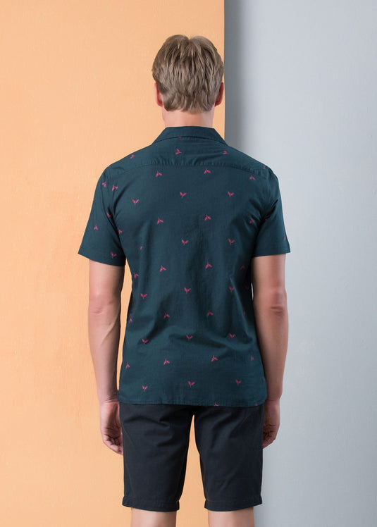 Casual Wear Printed Cuban Collar Shirt
