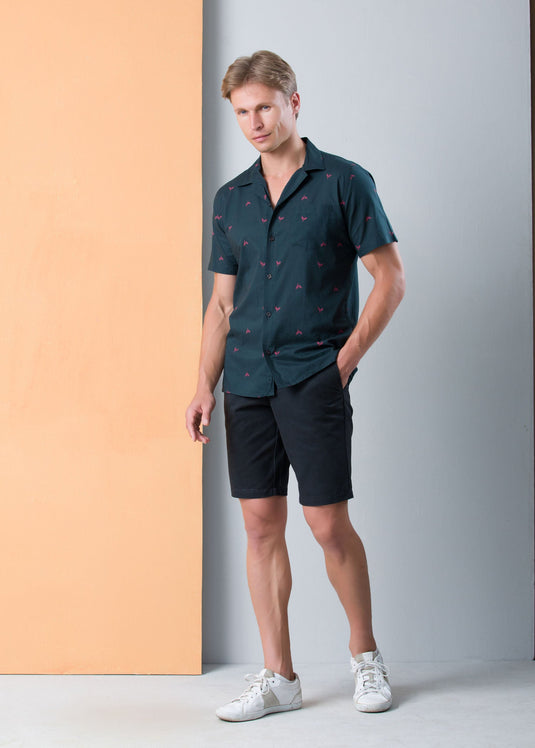 Casual Wear Printed Cuban Collar Shirt