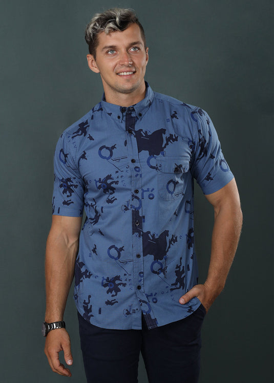 Blue Jason Printed S/S Shirt