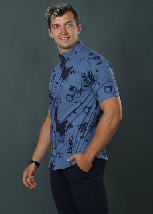 Blue Jason Printed S/S Shirt