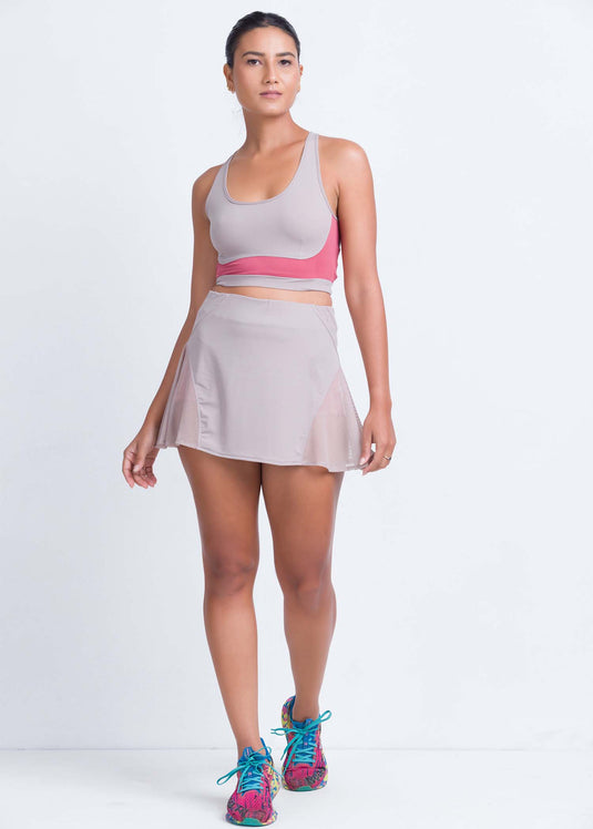Side mesh detailing tennis skirt
