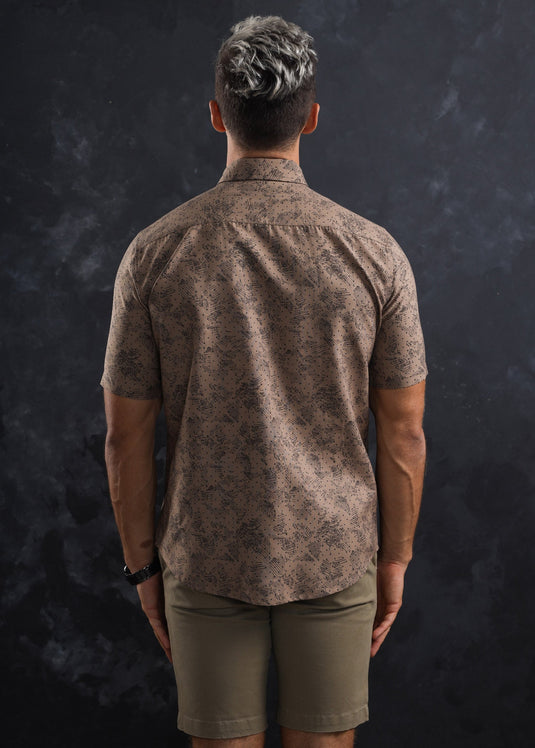 Harley Printed S/S Shirt (Beige & Black)