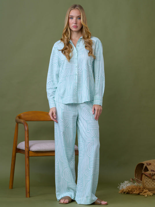 Printed drawcord pant
