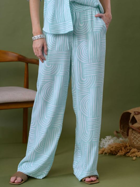 Printed drawcord pant
