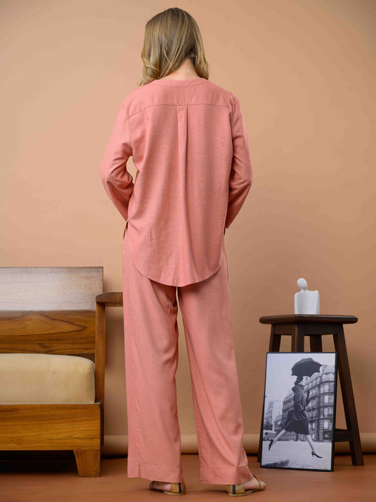 Oversized linen blouse with button detail