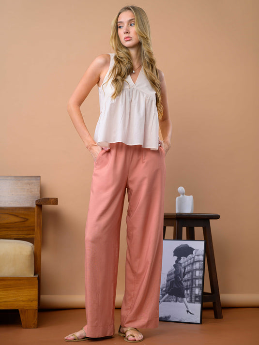Sleveless blouse with V neck