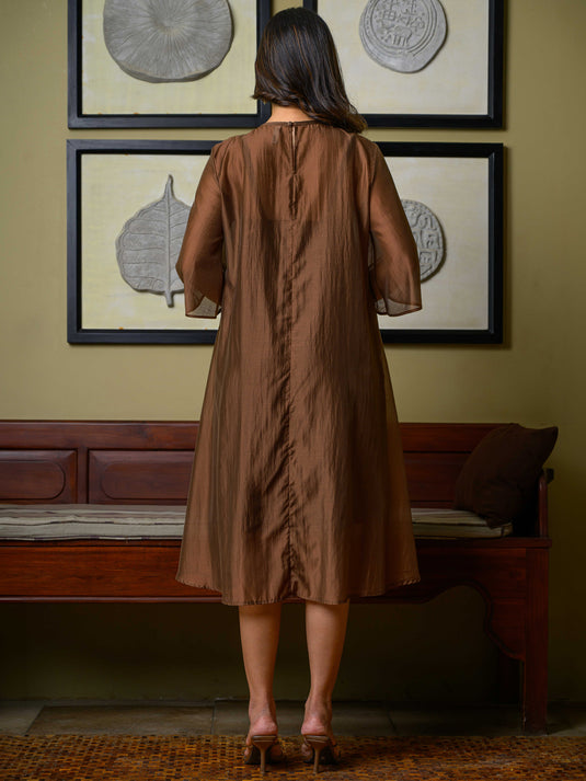 Cut panel detailed sheer dress