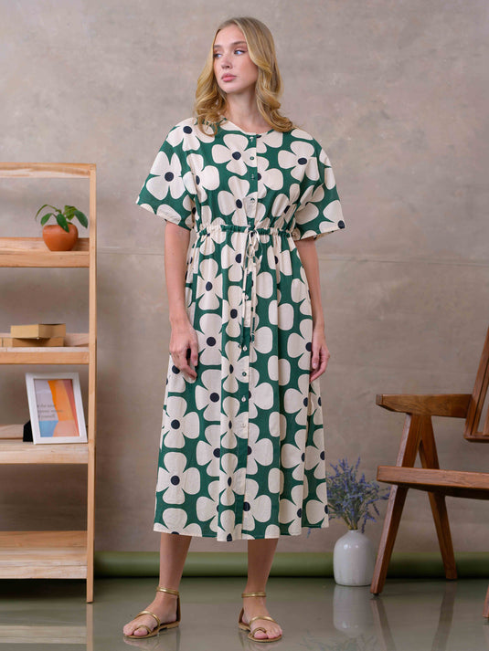 Printed kimono sleeve dress