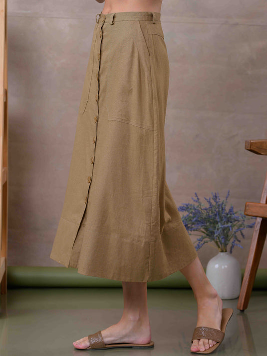 Basic linen button down skirt