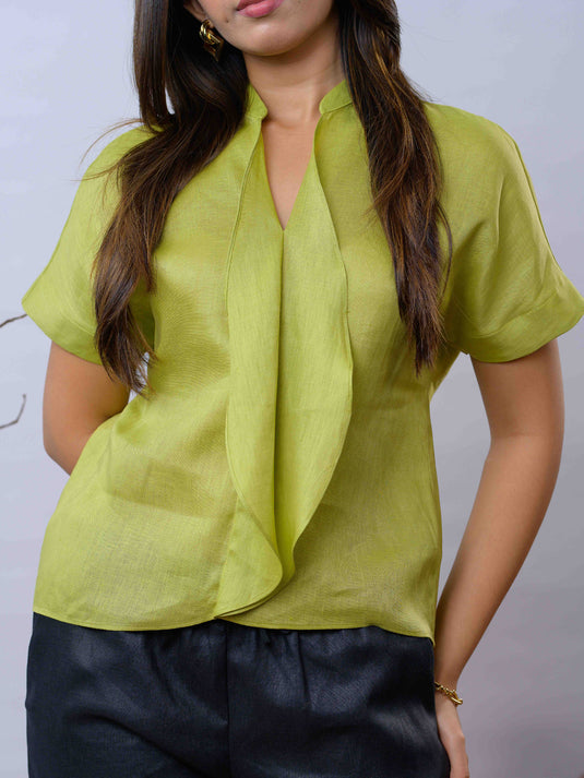 Ruffle detailed premium linen top