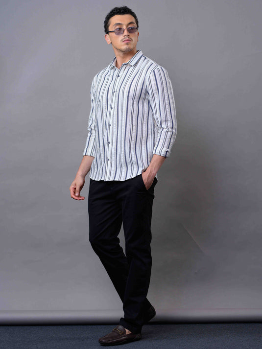 Casual Wear SeerSucker Stripe Long Sleeve Shirt.