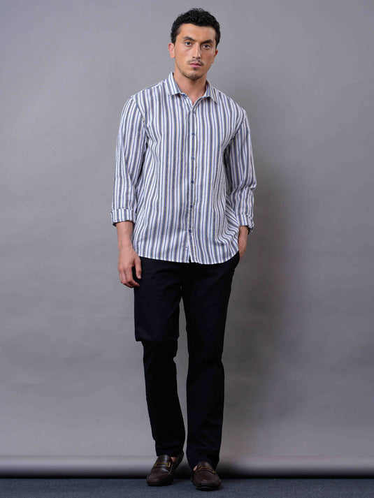 Casual Wear SeerSucker Stripe Long Sleeve Shirt.