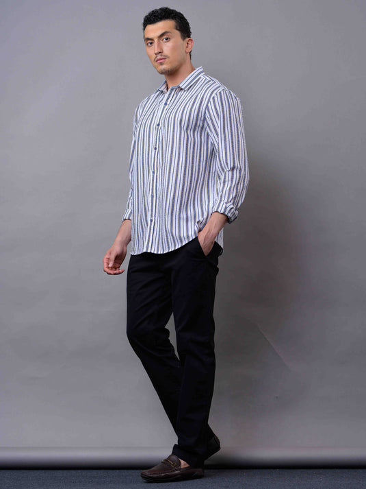 Casual Wear SeerSucker Stripe Long Sleeve Shirt.