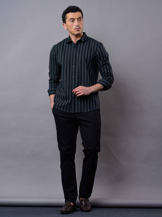 Casual Wear SeerSucker Stripe Long Sleeve Shirt.